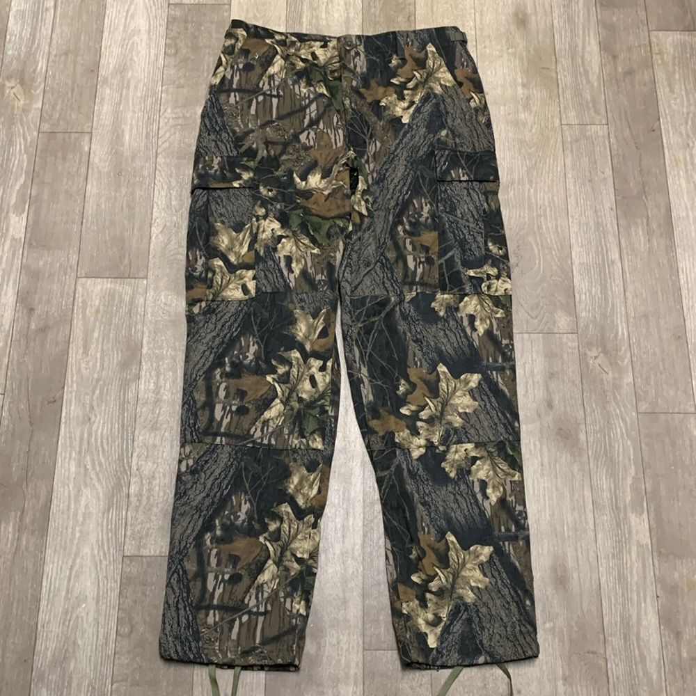 Mens Army Camo Hunting Cargo Tactical Drawstring‎ Button Fly Pants